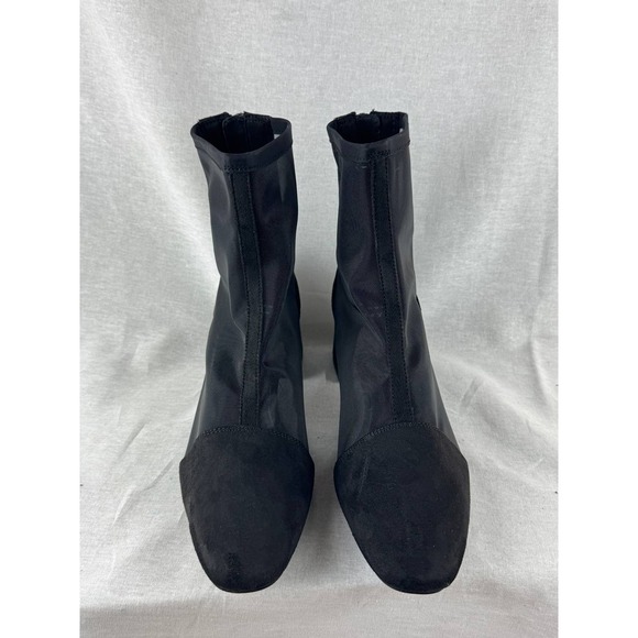 A New Day Womens Black Mesh Pointed Toe Block Heel Ankle Boots Size 9 - Picture 3 of 4